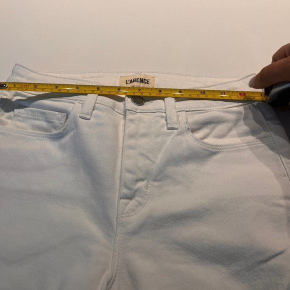 NWT L'AGENCE MARGOT HIGH RISE SKINNY IN BLANC DESTRUCT Size 25 - Picture 6 of 11